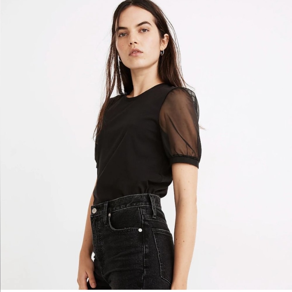 Madewell Sheer Sleeve Top size S